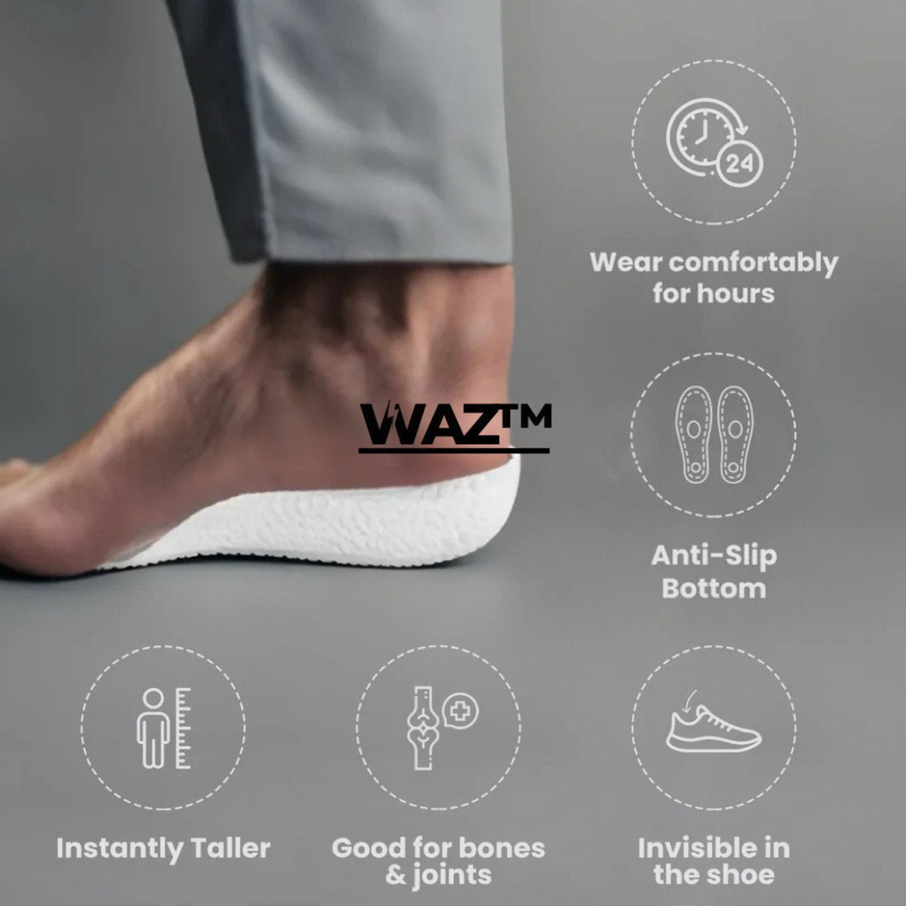 WAZ™ HighPads | Invisible Height Increase Insoles for Men & Women – Gain Up to 3 Inches Instantly