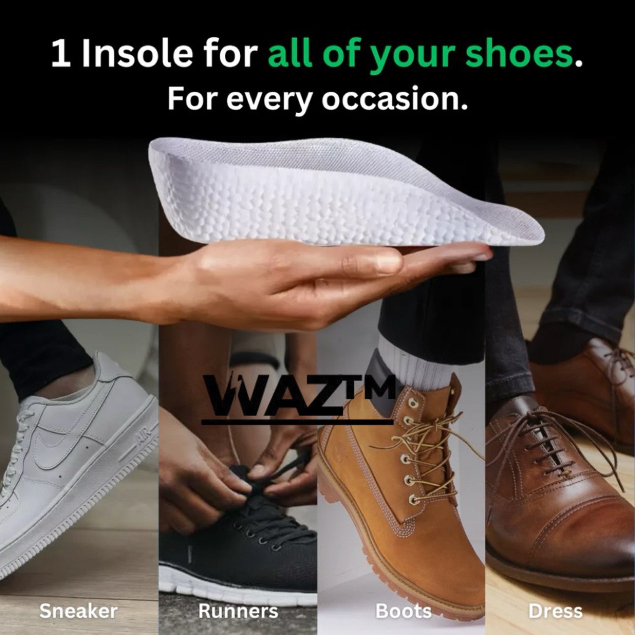 WAZ™ HighPads | Invisible Height Increase Insoles for Men & Women – Gain Up to 3 Inches Instantly