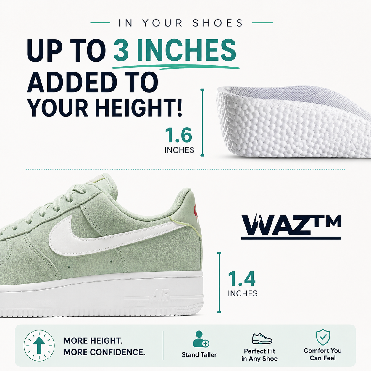WAZ™ HighPads | The Original Invisible Height-Boost Insoles