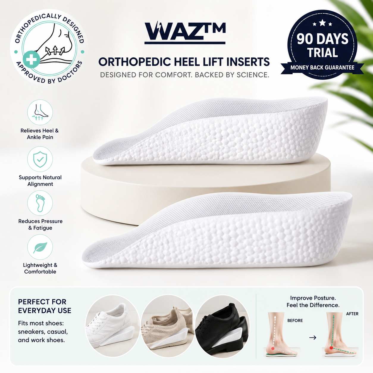 WAZ™ HighPads | The Original Invisible Height-Boost Insoles